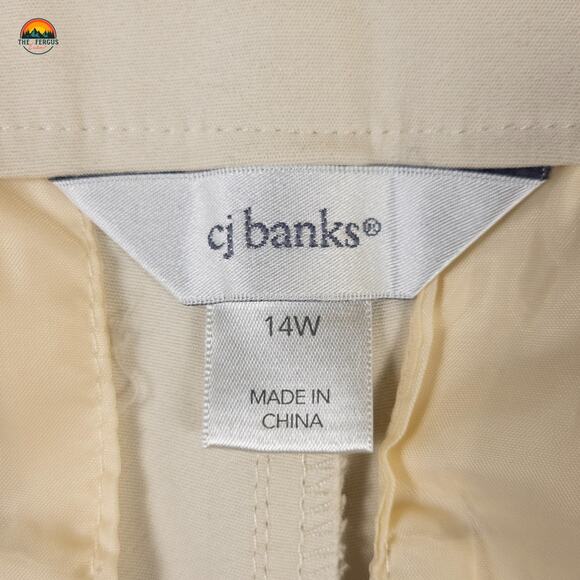 CJ Banks Ankle Pants Beige Flat Front Straight Leg Pockets Women's Size 14W - Picture 8 of 12
